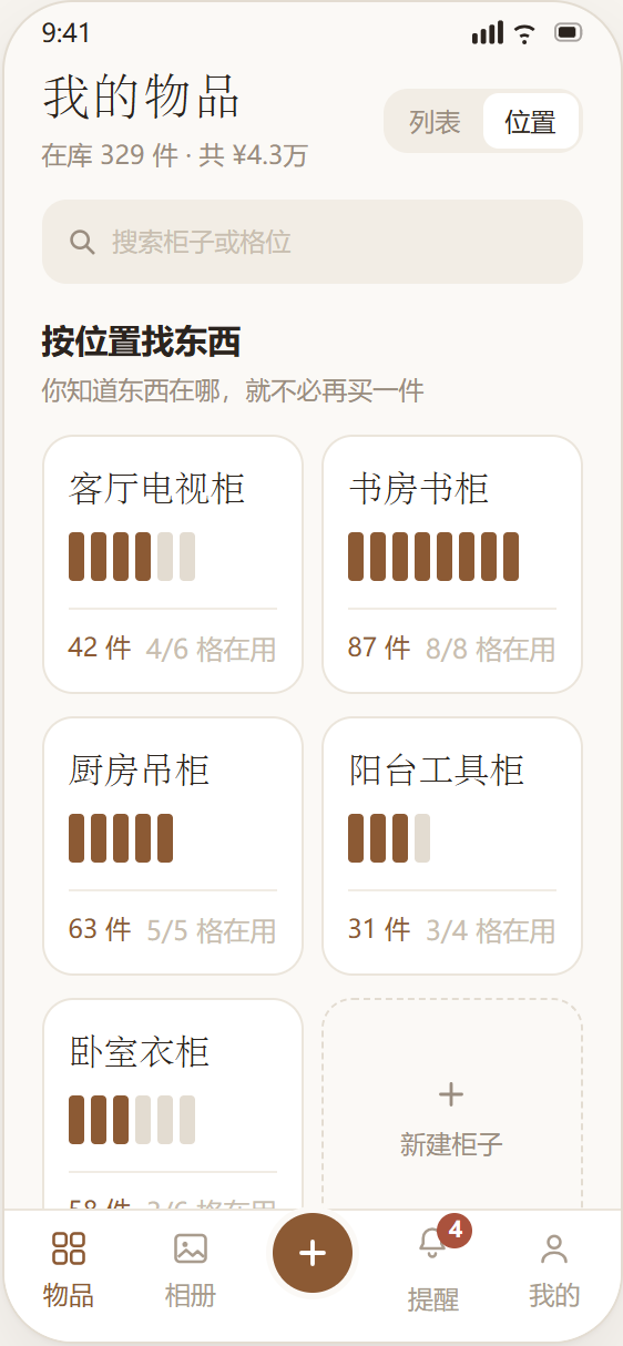 柜子与格位